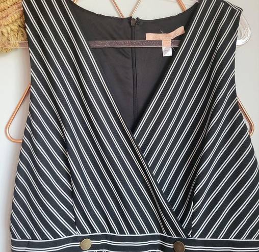 Hutch Anthropologie,  New, Indira Asymmetrical Black White Striped Dress, XL