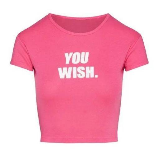 Wish you  pink cropped one size baby tee