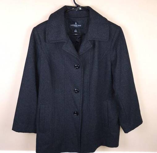 London Fog  Women’s Wool Charcoal Gray Pea Coat