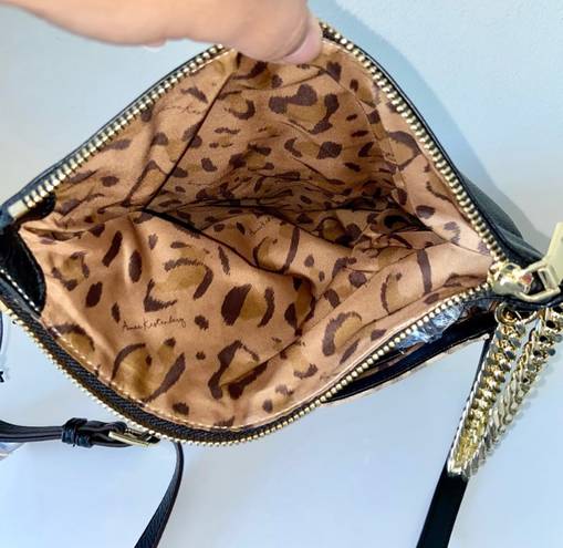 Aimee Kestenberg Leather Crossbody Bag NWT Animal Print Chain Detail