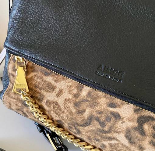 Aimee Kestenberg Leather Crossbody Bag NWT Animal Print Chain Detail