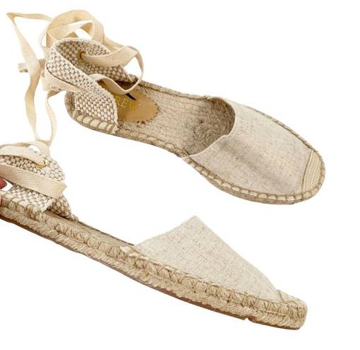 J.Crew  D'Orsay lace-up espadrilles Beige Gold 
Item AX839 Size 6.5 NWT