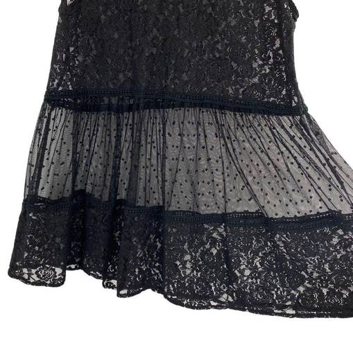 Umgee  Women’s Sheer Black Lace Tank Tunic Top Blouse