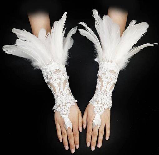 NEW Lace Feather Gloves Witch Angel Costume Accessories Swan