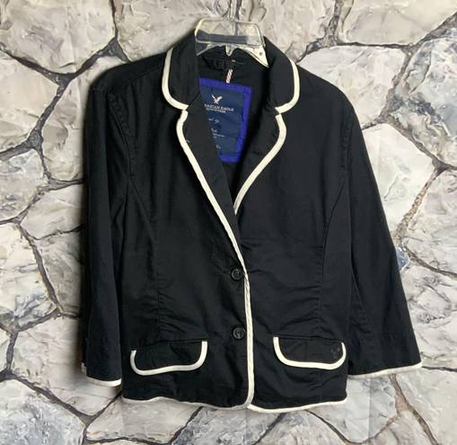 American Eagle  Black w White Piping Blazer Jacket Wm XL