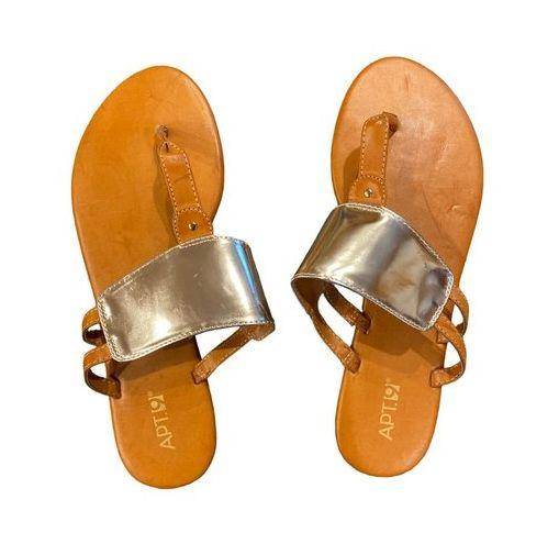 Apt. 9  Metal Cuff Flat Brown Thong Sandals Size Large 9/10