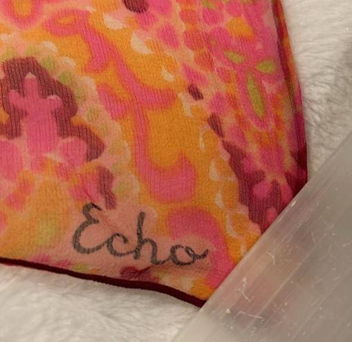 Edge $195 Echo, 100% Silk scarf hand rolled  paisley print, long rectangle