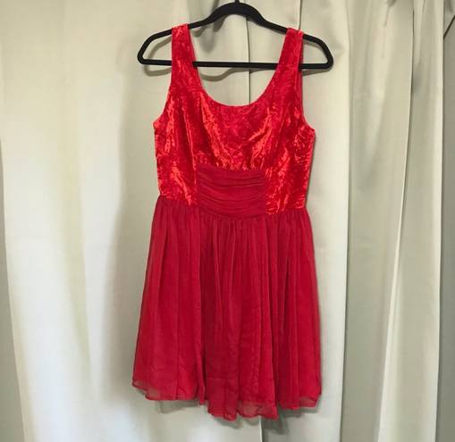 Free People Red Velvet Chiffon Mini Dress