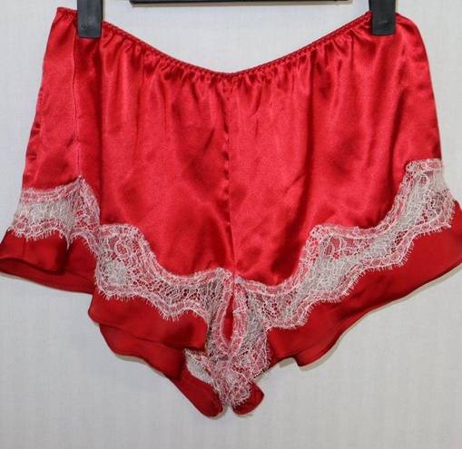 Victoria's Secret VS 2 Piece Red Satin Cami Set Small Lace Trim Pajama Sz Small