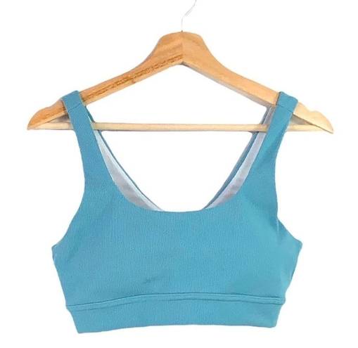 Zella  - Light Blue Ribbed Sports Bra - M