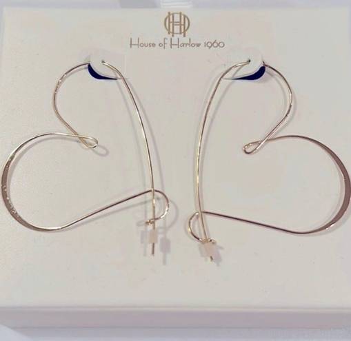 House of Harlow 1960 gold tone large heart hoop dangle earrings