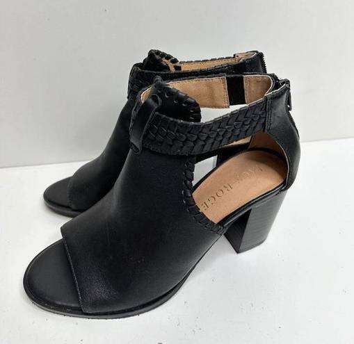 Jack Rogers  Booties Womens Size 5.5 Black Leather Tinsley Open Toe Block Heel