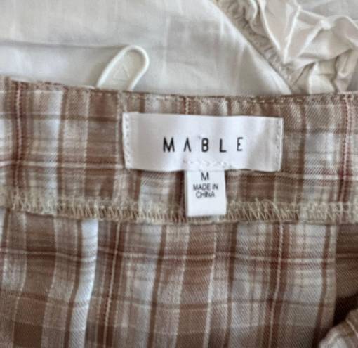 Boutique Pleated Plaid Skirt Tan Size M