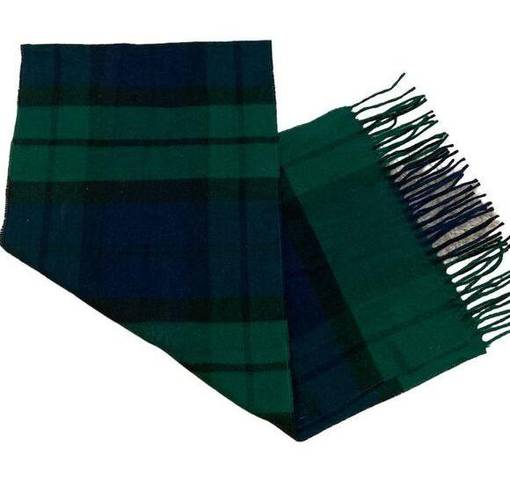 V. Fraas  Blue/Green Plaid Fringe Scarf OS