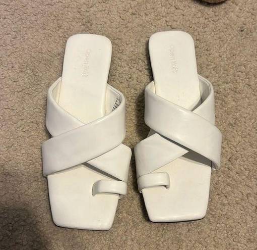 White Square Toe Sandals Size 8
