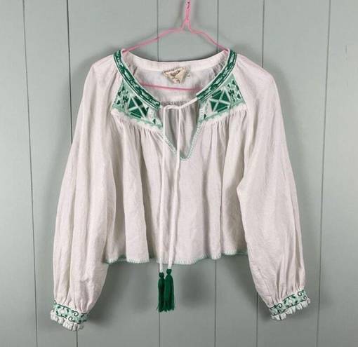 Style Rack LA Cropped Embroidered Peasant Blouse