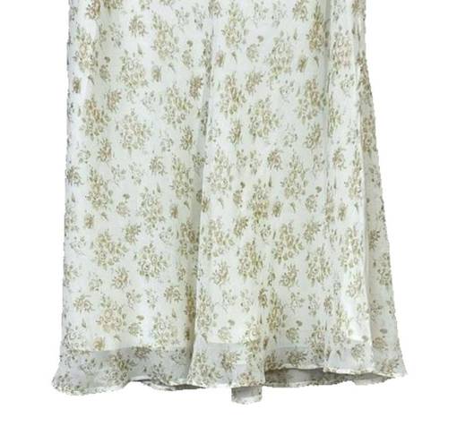 White House | Black Market  Floral Cream Skirt 100% Silk Lightweight Sz 10 Lined