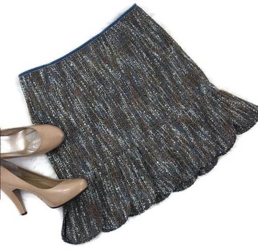 Petal Allen Schwartz Women's Tweed Straight Skirt Blue  Hem Pencil‎ Size 6