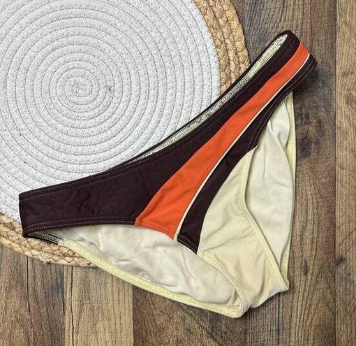 Body Glove  Bikini Swim Bottoms Size Medium Ivory Brown Retro Pattern