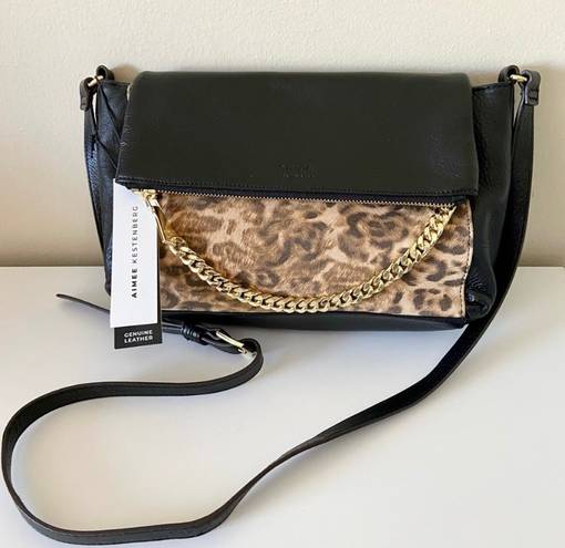 Aimee Kestenberg Leather Crossbody Bag NWT Animal Print Chain Detail