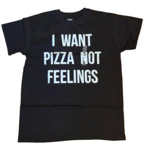 Pizza Not Feelings Sarcastic Hangry Gym Gift Womens or Mens Crewneck T Shirt Tee Size L