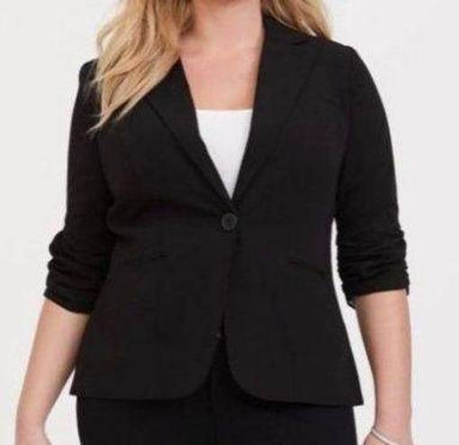 Torrid black one button 3/4 rouched sleeve blazer 3 22/24 3x