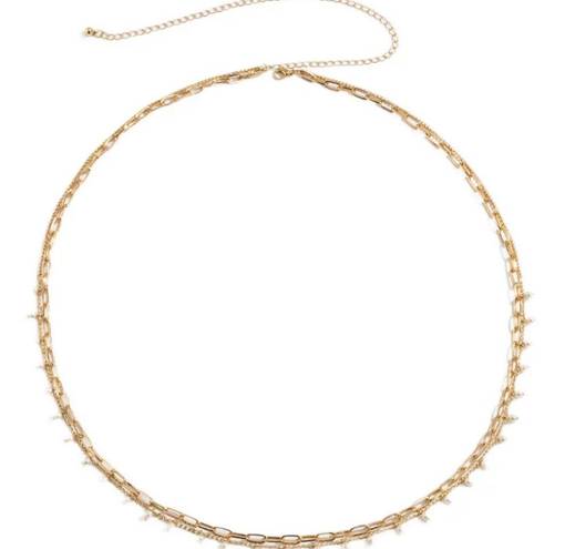 Waist chain overlay pearl and gold tone chain