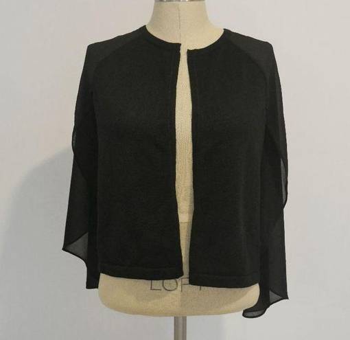 DKNY  Women's Chiffon Cape Sleeve Cardigan Sweater Black Size S