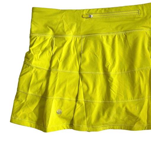 Lululemon  Women’s Pace Rival Mid Rise Pleated Serpentine Yellow Workout Skirt 10