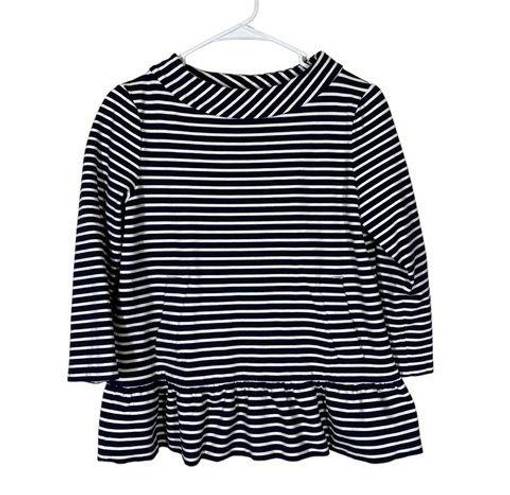 Kate Spade  Stripe Peplum 3/4 Quarter Sleeve Top