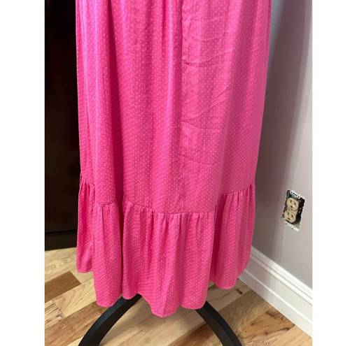 Nsr Womens Dress Pink Smocked Midi Sweetheart Neck Short Flutter Sleeve XL New