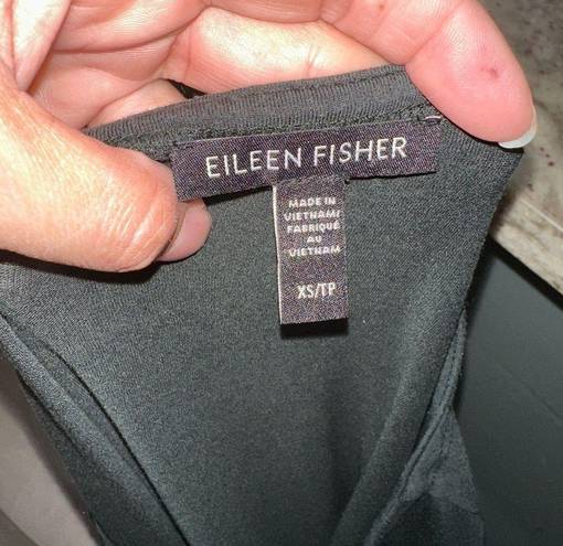 Eileen Fisher  Tencel stretch jersey bateau neck dark green midi dress size XS