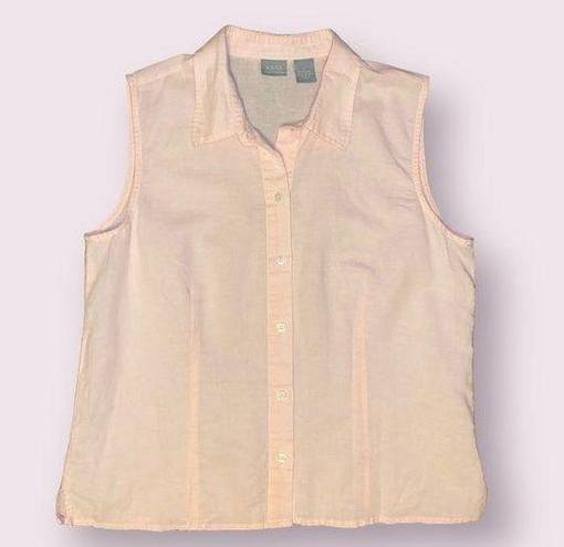 Krass&co G.H. Bass & . Sleeveless Blended Linen Button Down Collar Shirt - size large