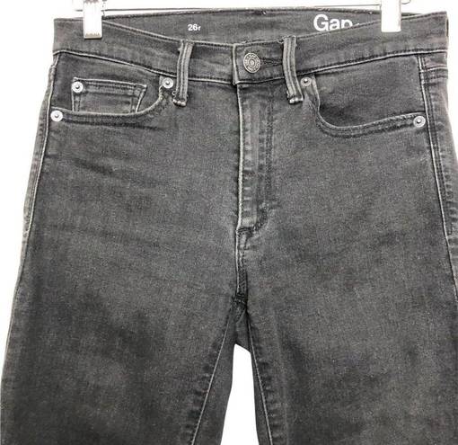 Gap - Stretch True Skinny Ankle Jeans with Raw Ankle Hem, Black, Size 26r