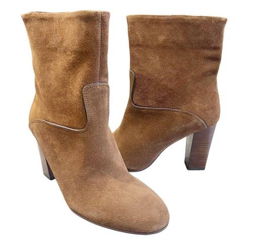 Polo  by Ralph Lauren Brindley Suede Ankle Boot Heel Booties Tan Size 9B