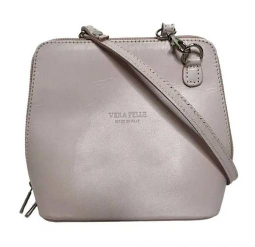 Vera Pelle NWOT  Soft Pink Blush Mini Crossbody Bag Triple entry