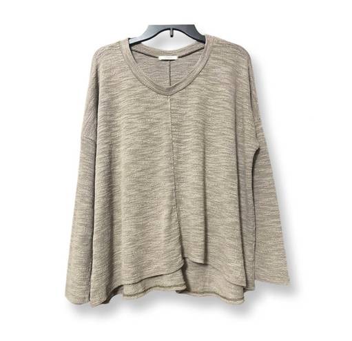 Cherish Womens Pullover Sweater Gray Marled Long Sleeve V Neck Boxy Knit S