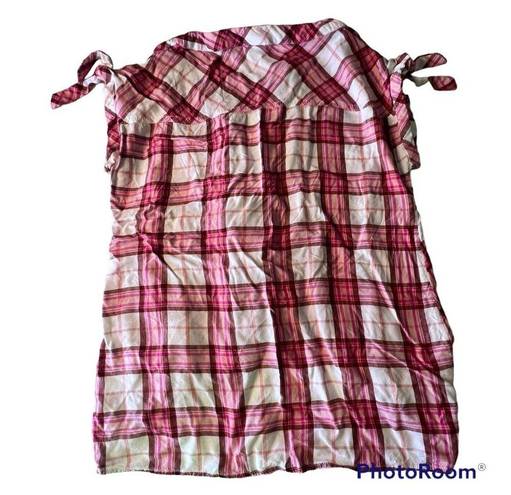 Soho  New York & Co Women's Small Pink Sleeveless Plaid Shirt