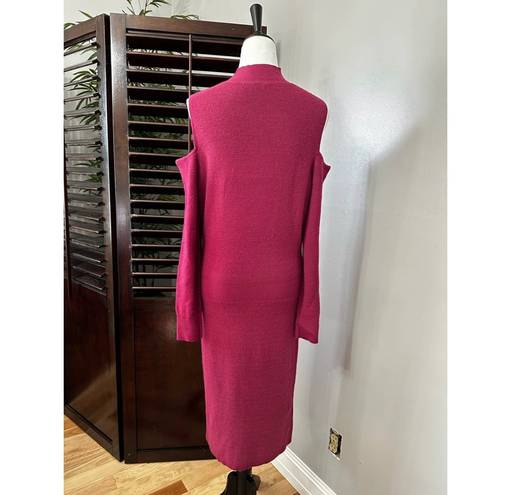 Chelsea28 Womens Sweater Dress Pink Stretch Midi Cold Shoulder Long Sleeve S New