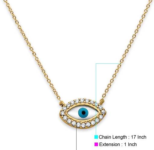 Tehrani Jewelry 14K Solid Gold Adjustable Evil Eye Necklace - Perfect Gift - Evil Eye Defender -