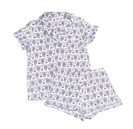 Roller Rabbit  Lavender Purple Monkey Shorts and Short Sleeve Polo Pajama set