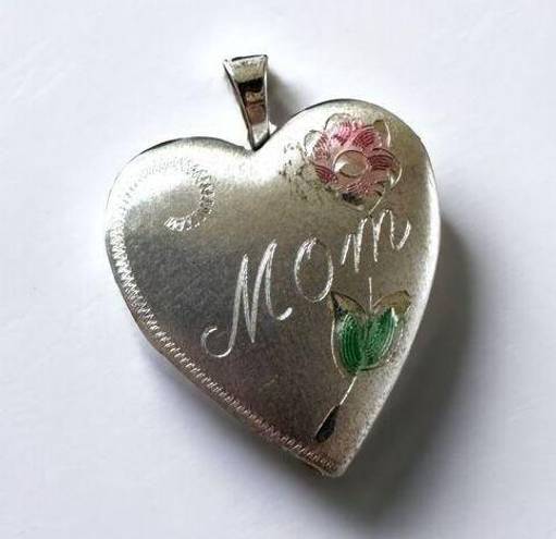 Sterling Silver  PPC Mom Heart Locket Charm Pendant