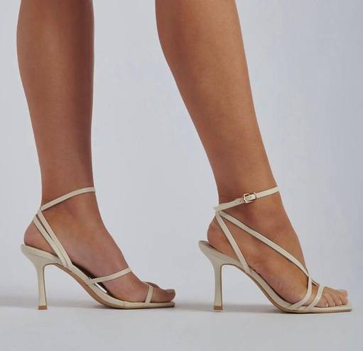 Meshki “Brandy” Ankle Strap Heels - Ivory