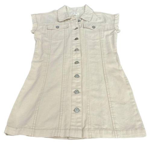 Jessica Simpson  All Cotton Khaki, Button Up Overall Dress, X-Small