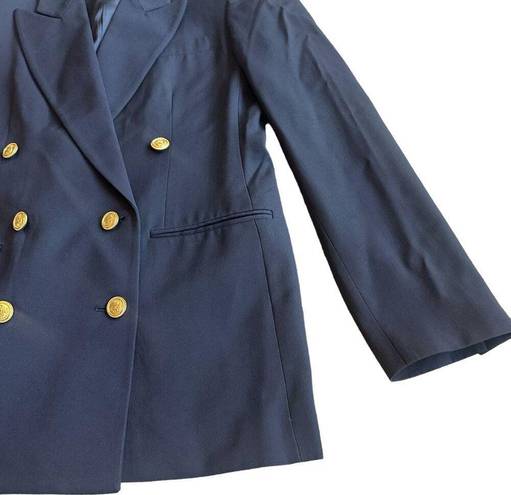 Krass&co Chas Reed & . Navy Double Breasted Blazer Gold Buttons 100% Wool Size 6 Womens