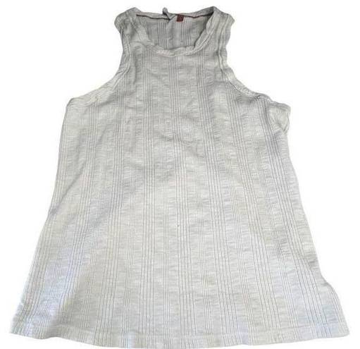 Pilcro  Women's High Neck Pleated White Top Size L Small Pattern