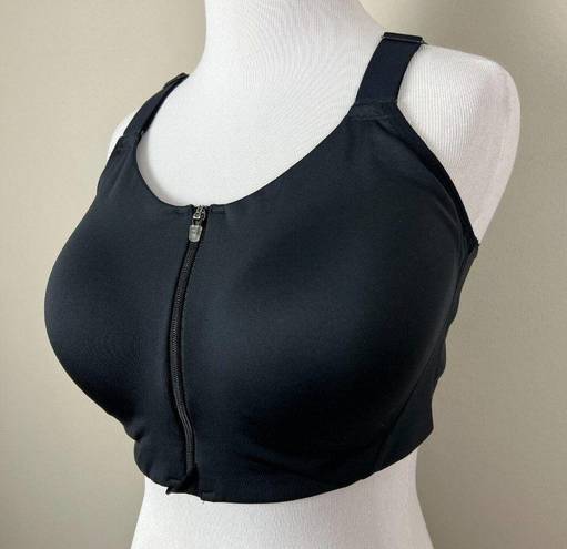 All In Motion  Sports Bra Womens 38DD Black Zip Up Front Wide Strap‎ Active