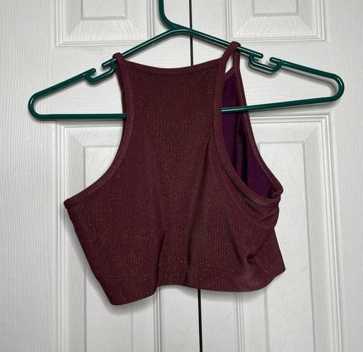 Beach Riot  Womens Sports Bra High Neck Maroon Metallic Size Small