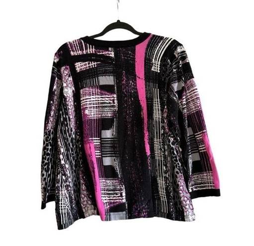 Bob Mackie  Wearable Art purple graphic design cardigan women's size 1x