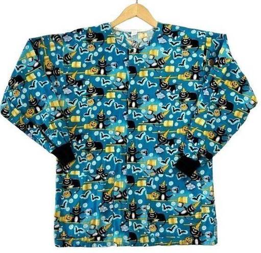 Krass&co Cotton Scrubs & . Halloween Scrubs Long Sleeve Snap Button Up Medium/Large